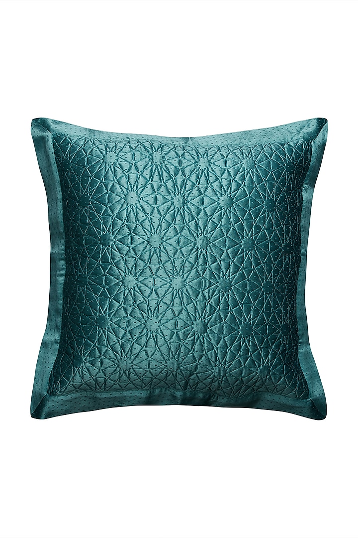 Teal Jal Mahal Square Cushion With Filler by Ritu Kumar Home at Pernia's Pop Up Shop