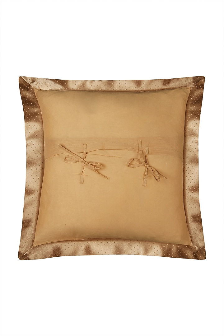 Royal Beige Jaamevar Square Cushion With Filler by Ritu Kumar Home at Pernia's Pop Up Shop