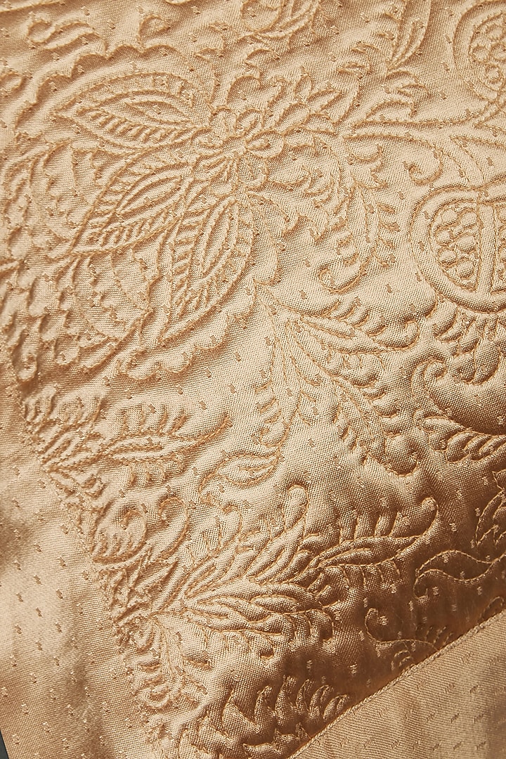 Royal Beige Jaamevar Square Cushion With Filler by Ritu Kumar Home at Pernia's Pop Up Shop