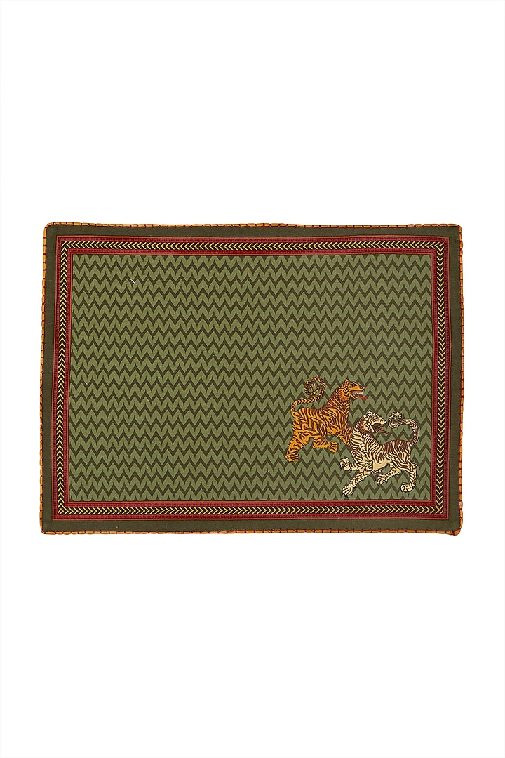 Green Baagh Placemat (Set Of 4) by Ritu Kumar Home at Pernia's Pop Up Shop
