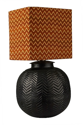Red & Black Brass Flicker Lamp Base by Ritu Kumar Home