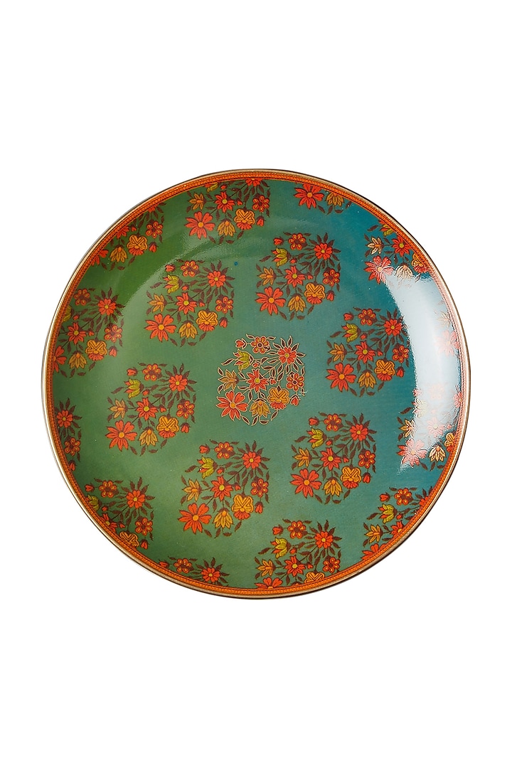 Multicolored Banki Ceramic Round Side Plate (Set of 4) by Ritu Kumar Home