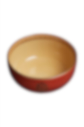 Rust Banki Ceramic Round Serving Bowl (L) by Ritu Kumar Home