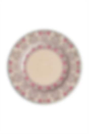 Pink Chidambaram Ceramic Round Dinner Plate (Set of 4) by Ritu Kumar Home
