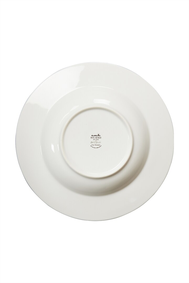 Black & White Awadh Porcelain Round Pasta Plate by Ritu Kumar Home at Pernia's Pop Up Shop