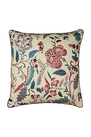 Pink Chidambaram Floral Cushion With Filler by Ritu Kumar Home