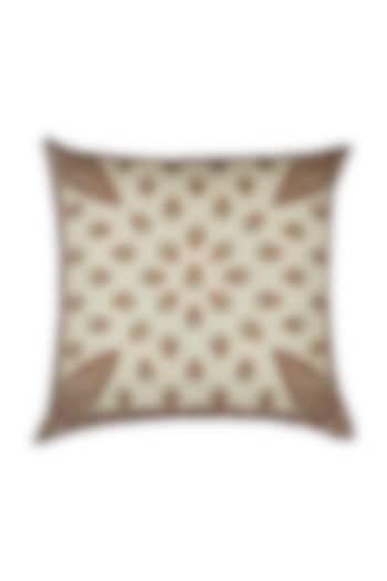 Ivory Chameli Square Cushion With Filler by Ritu Kumar Home