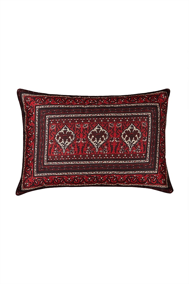 Red Agora Rectangle Cushion With Filler by Ritu Kumar Home at Pernia's Pop Up Shop