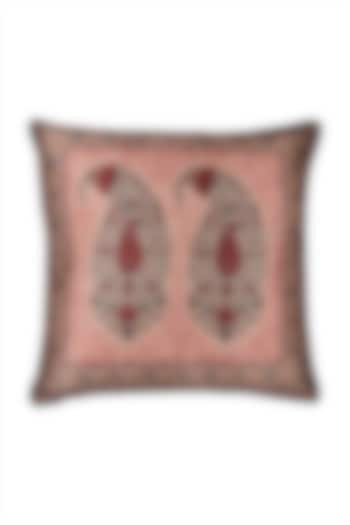 Pink Kalash Square Cushion With Filler by Ritu Kumar Home