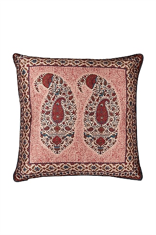 Pink Kalash Square Cushion With Filler by Ritu Kumar Home