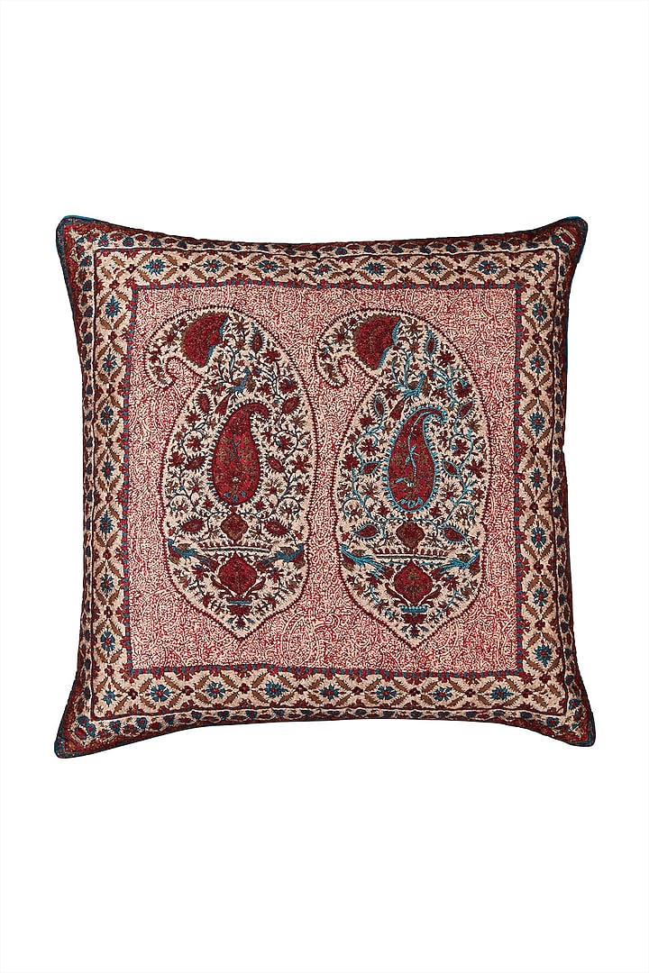 Pink Kalash Square Cushion With Filler by Ritu Kumar Home at Pernia's Pop Up Shop