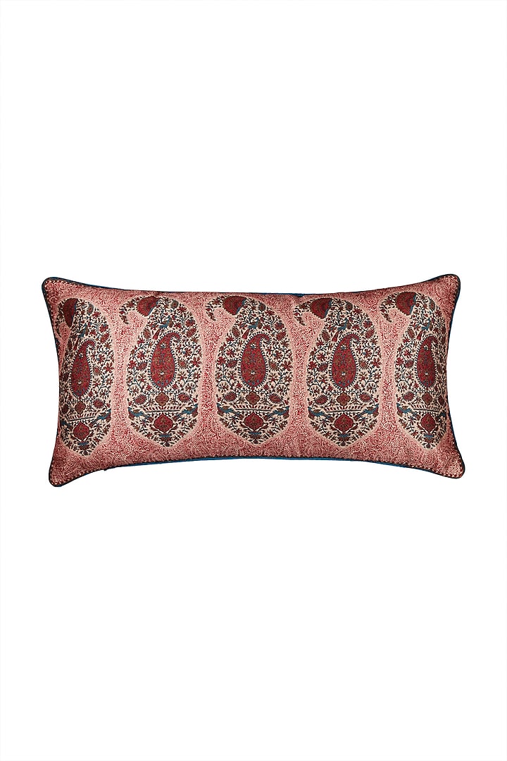 Red Kalash Rectangle Cushion With Filler by Ritu Kumar Home