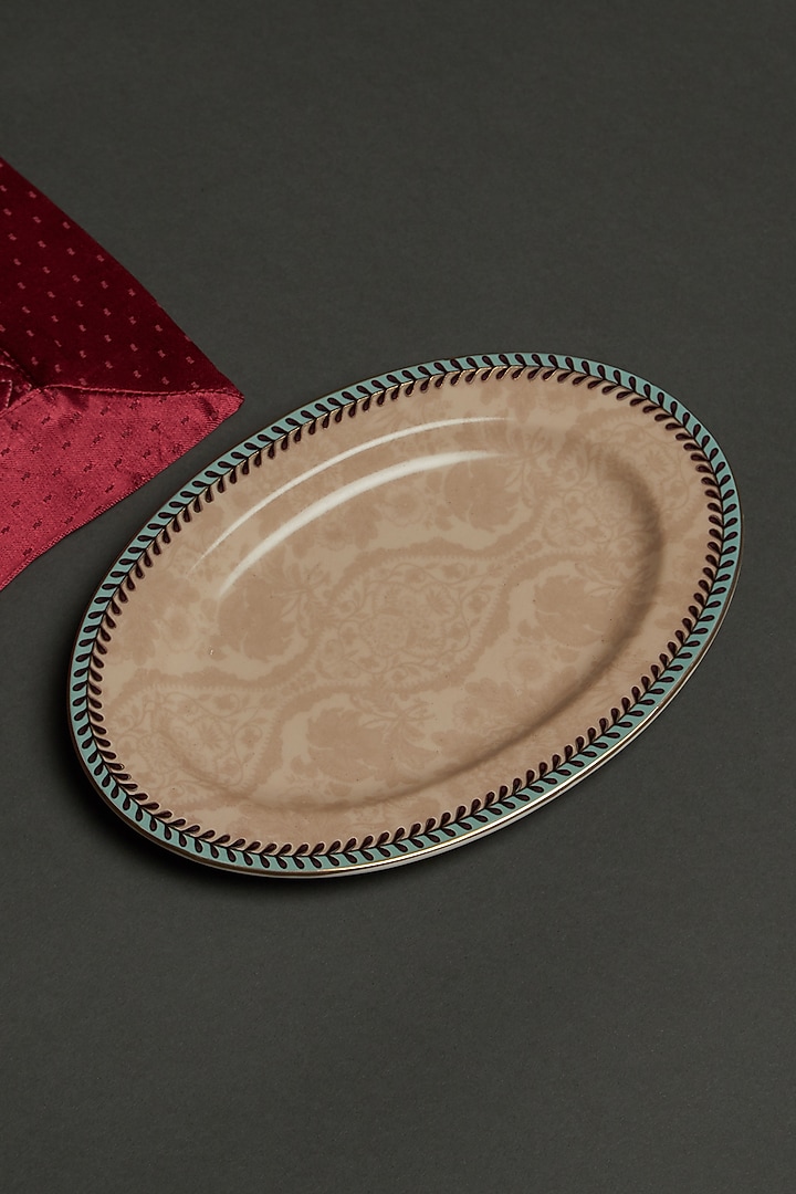Pink Chidambaram Oval Platter by Ritu Kumar Home at Pernia's Pop Up Shop