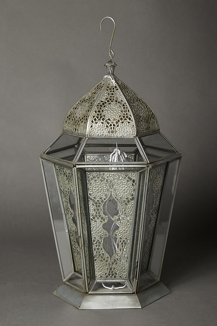 Silver Glasshouse Lantern by Ritu Kumar Home