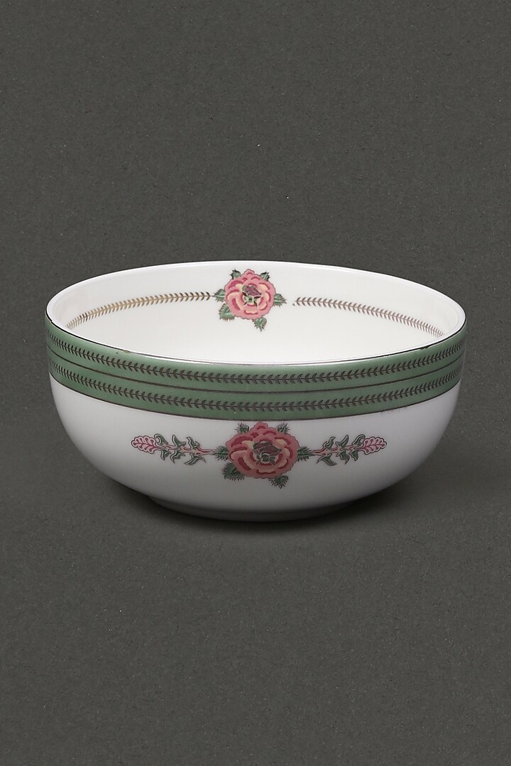 Ivory Floral Serving Bowl by Ritu Kumar Home