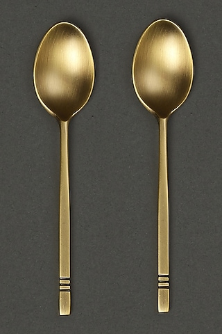Brass Kansa Spoon Set (Set of 2) by Ritu Kumar Home