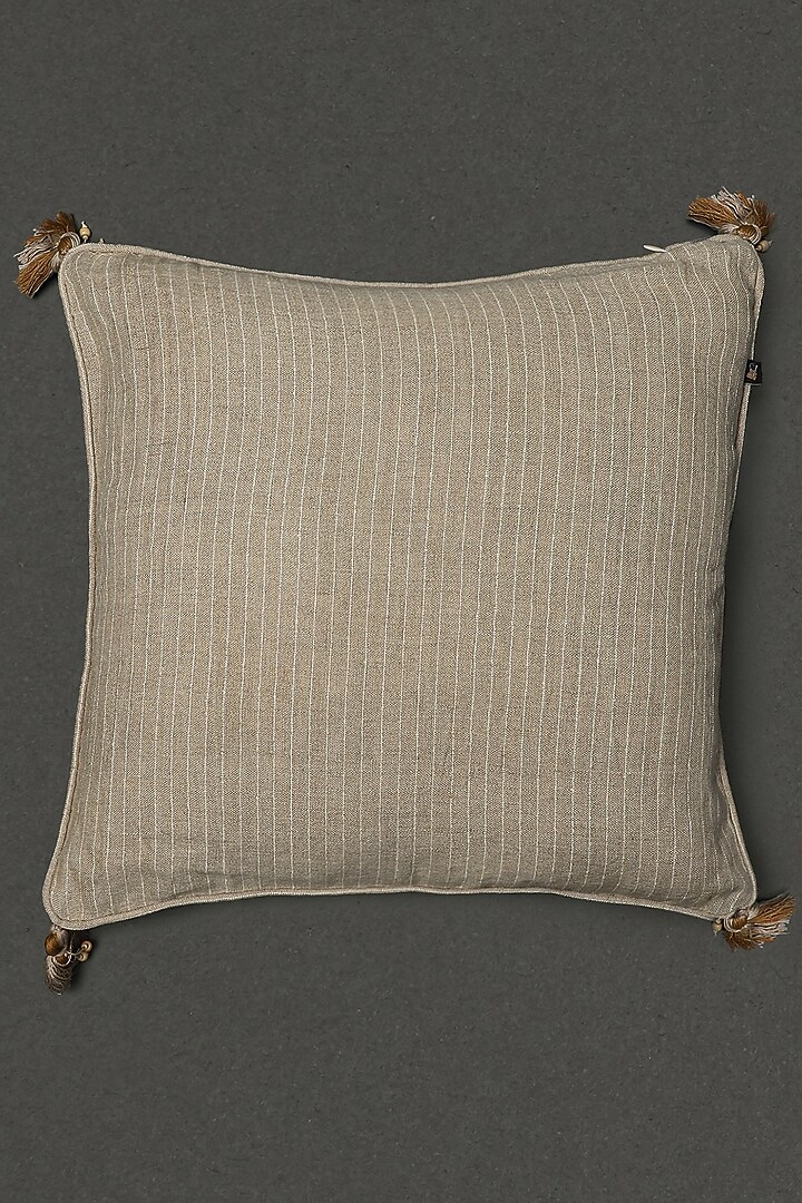 Beige Phulkari Embroidered Square Cushion With Filler by Ritu Kumar Home at Pernia's Pop Up Shop