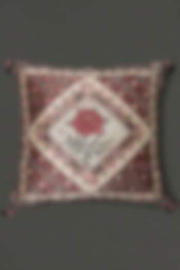 Ivory Lavana Printed Square Cushion With Filler by Ritu Kumar Home