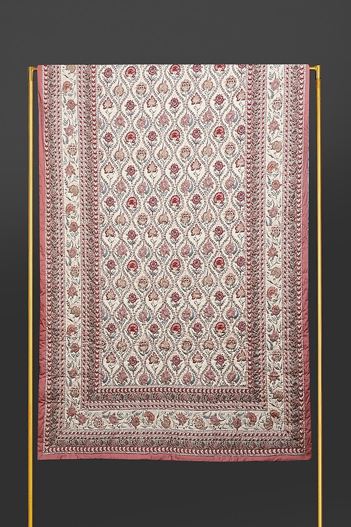 Ivory Lavana Printed Double Bed Quilt by Ritu Kumar Home at Pernia's Pop Up Shop