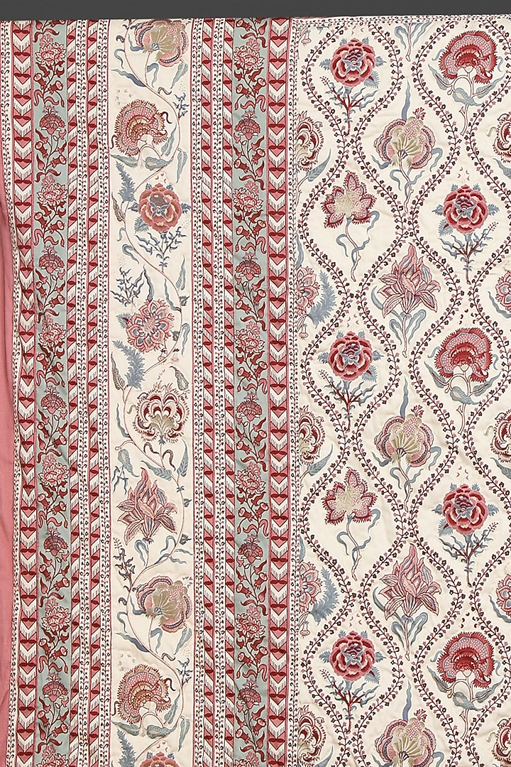 Ivory Lavana Printed Double Bed Quilt by Ritu Kumar Home at Pernia's Pop Up Shop