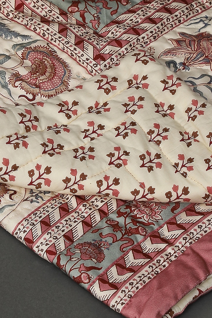 Ivory Lavana Printed Double Bed Quilt by Ritu Kumar Home at Pernia's Pop Up Shop