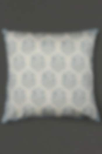 Turquoise Villa Printed Square Cushion With Filler by Ritu Kumar Home at Pernia's Pop Up Shop