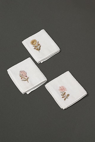 Off-White Face Towels (Set of 3) by Ritu Kumar Home
