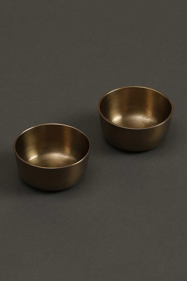 Antique Brass Round Kansa Bowls (Set of 2) by Ritu Kumar Home at Pernia's Pop Up Shop