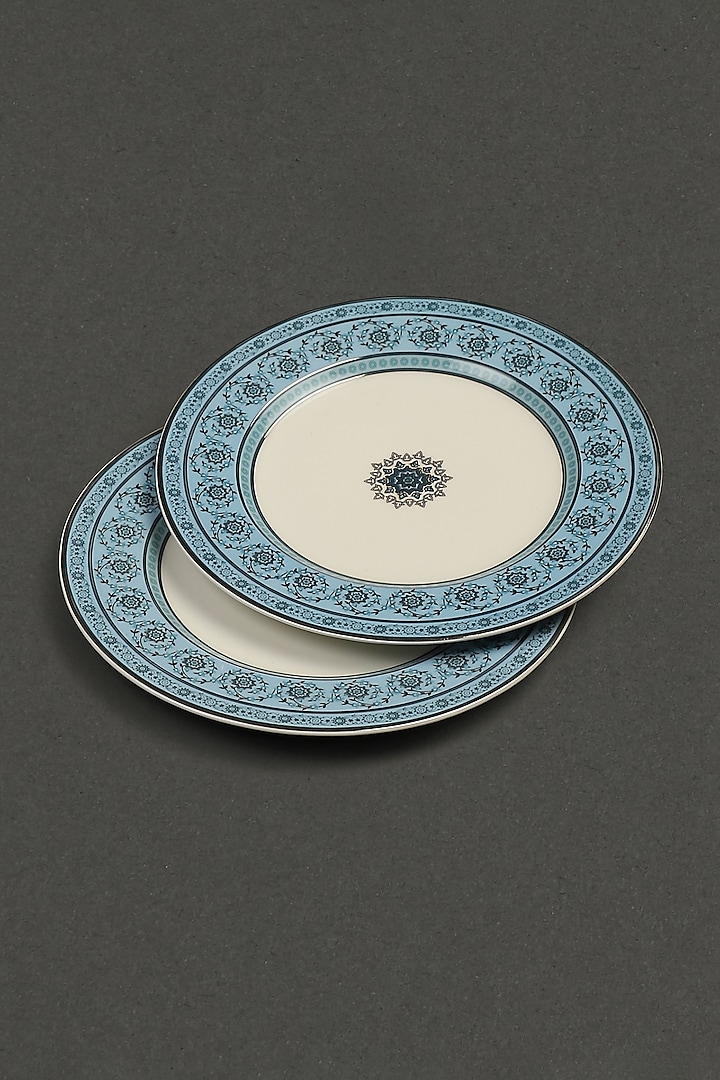 Turquoise Porcelain Dinner Plate (Set Of 2) by Ritu Kumar Home