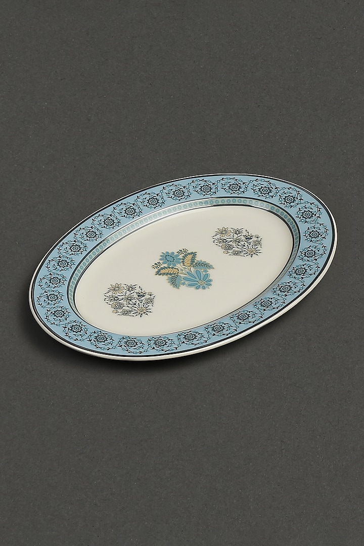 Turquoise Porcelain Platter  by Ritu Kumar Home