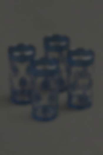 Turquoise Porcelain Glass Set (Set Of 4) by Ritu Kumar Home at Pernia's Pop Up Shop