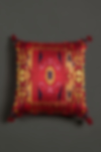 Red Ikkat Cushion With Filler by Ritu Kumar Home