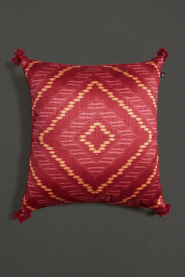 Red Ikkat Cushion With Filler by Ritu Kumar Home at Pernia's Pop Up Shop