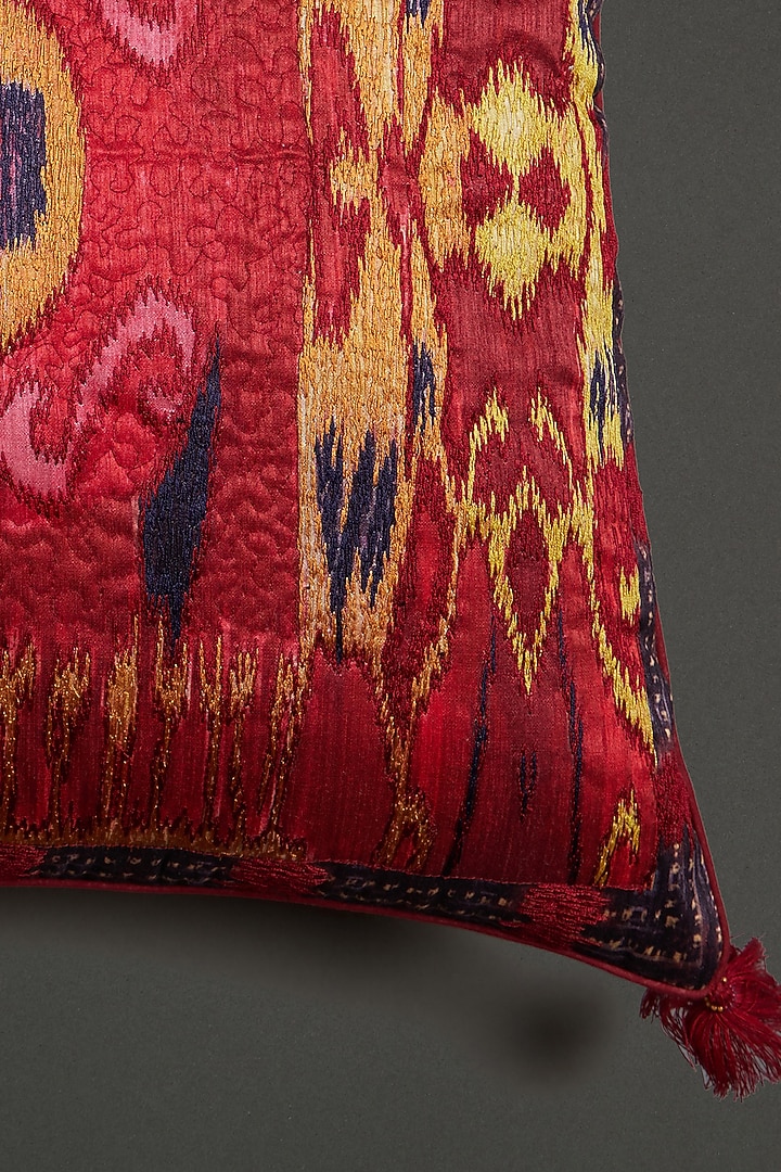 Red Ikkat Cushion With Filler by Ritu Kumar Home at Pernia's Pop Up Shop