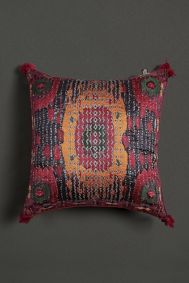 Pink Ikkat Cushion With Filler by Ritu Kumar Home