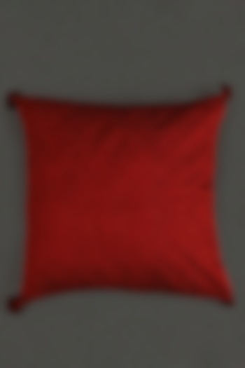 Red Ikkat Square Cushion With Filler by Ritu Kumar Home