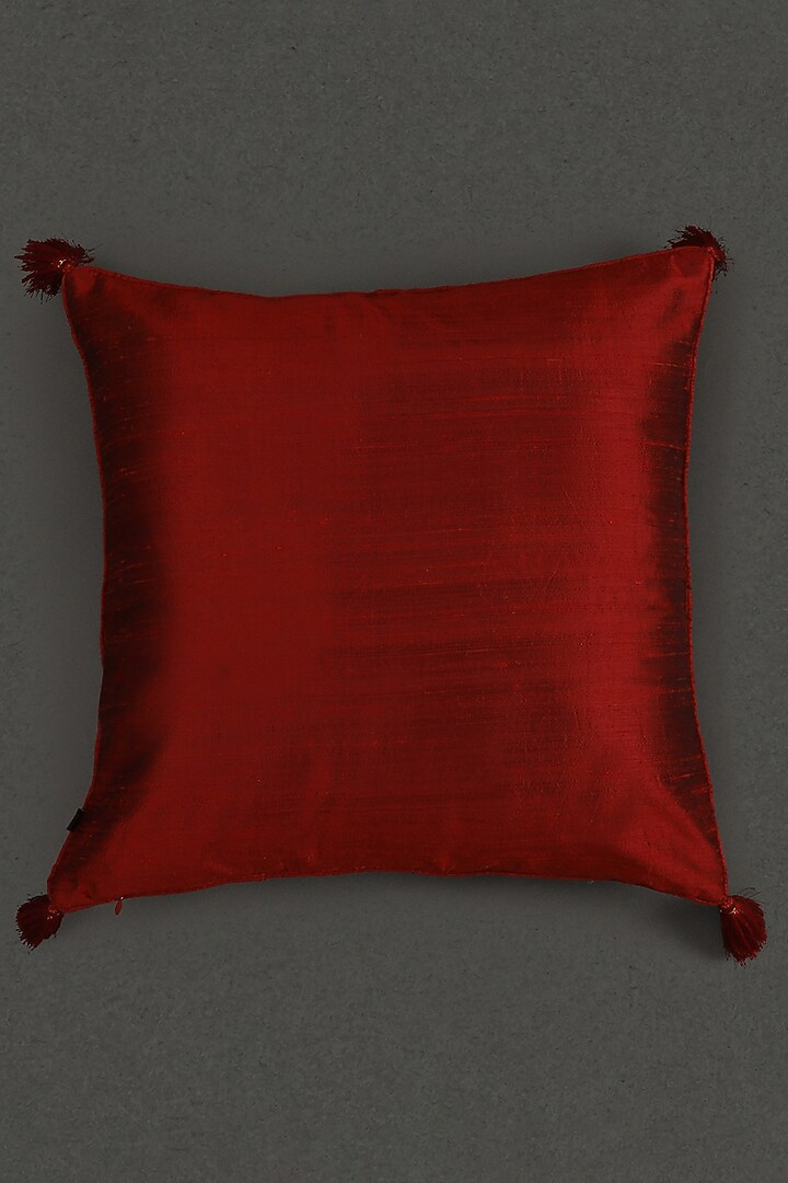 Red Ikkat Square Cushion With Filler by Ritu Kumar Home at Pernia's Pop Up Shop