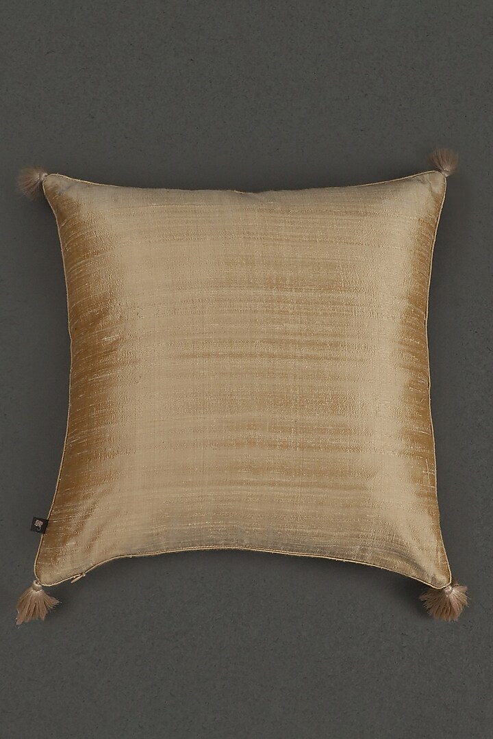 Beige Ikkat Cushion With Filler by Ritu Kumar Home at Pernia's Pop Up Shop