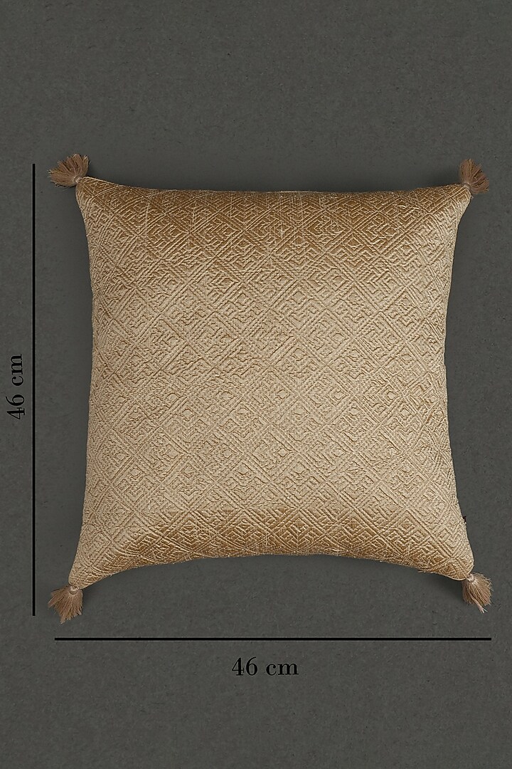 Beige Ikkat Cushion With Filler by Ritu Kumar Home at Pernia's Pop Up Shop