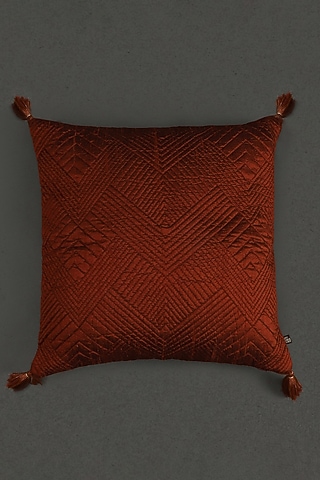 Rust Ikkat Cushion With Filler by Ritu Kumar Home