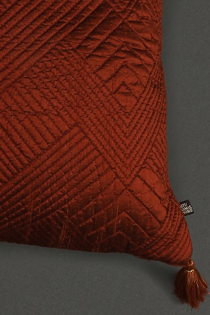 Rust Ikkat Cushion With Filler by Ritu Kumar Home at Pernia's Pop Up Shop