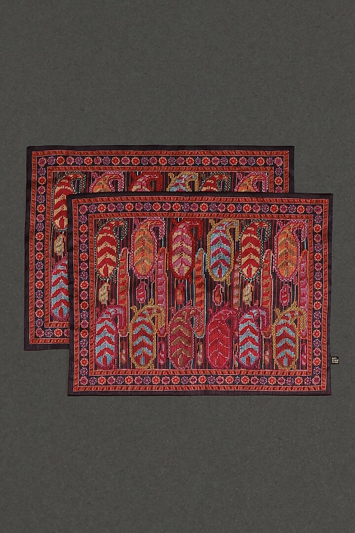 Red Placement Mats (Set of 2) by Ritu Kumar Home at Pernia's Pop Up Shop