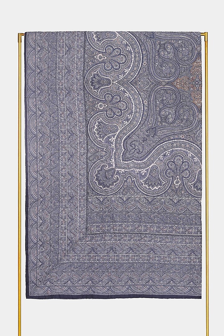 Blue Printed Jaamevar Double Bed Quilt by Ritu Kumar Home at Pernia's Pop Up Shop