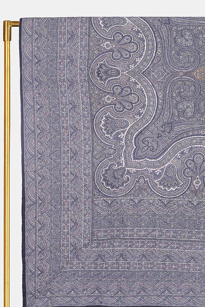 Blue Printed Jaamevar Double Bed Quilt by Ritu Kumar Home at Pernia's Pop Up Shop
