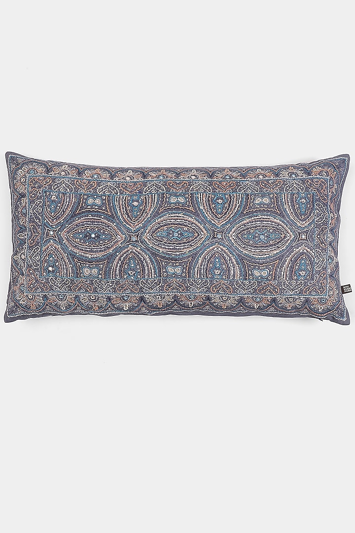 Blue Printed Jaamevar Pillow Sham With Filler by Ritu Kumar Home