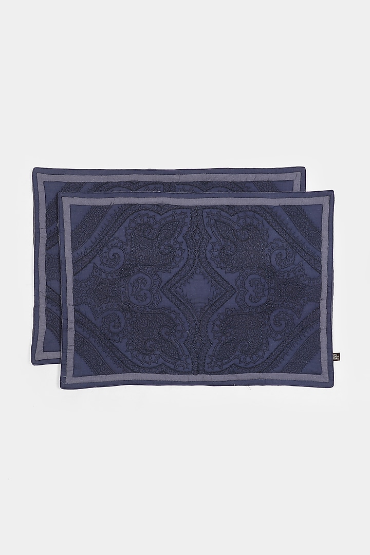 Blue Jaamevar Placemat (Set of 2) by Ritu Kumar Home at Pernia's Pop Up Shop