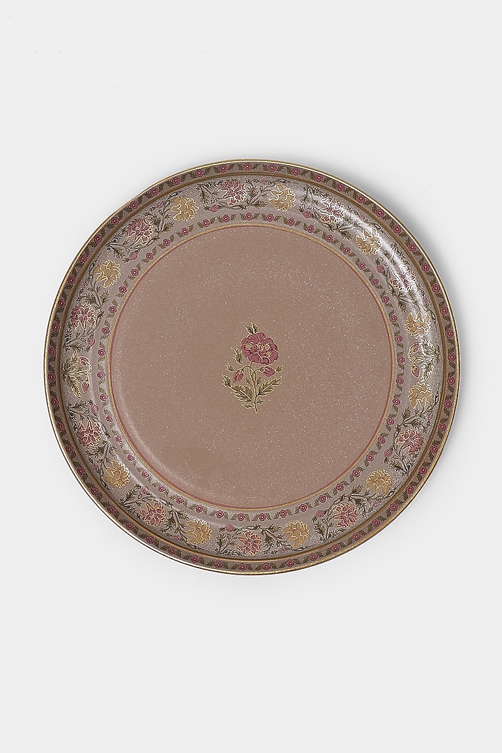 Pink & Beige Koshambi Dinner Plate (Set of 2) by Ritu Kumar Home at Pernia's Pop Up Shop