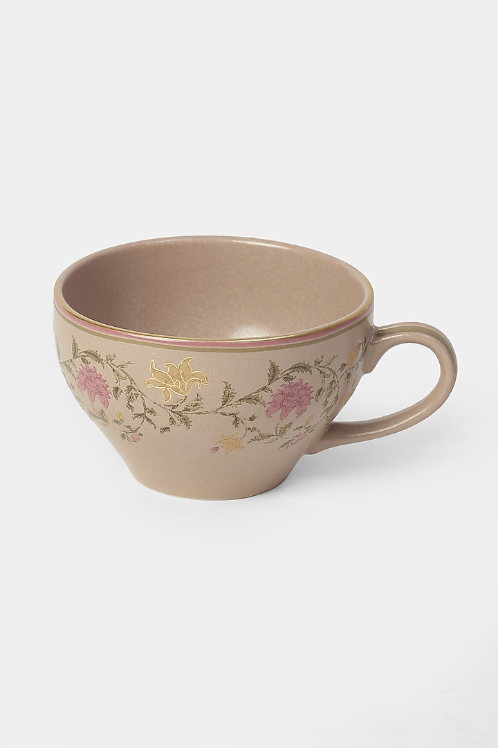 Pink & Beige Koshambi Cup & Saucer Set (Set of 2 Cups & 2 Saucers) by Ritu Kumar Home at Pernia's Pop Up Shop