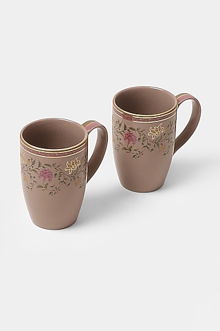 Pink & Beige Koshambi Mugs (Set of 2) by Ritu Kumar Home