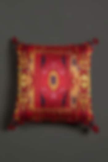 Red Ikat Cushion With Filler by Ritu Kumar Home